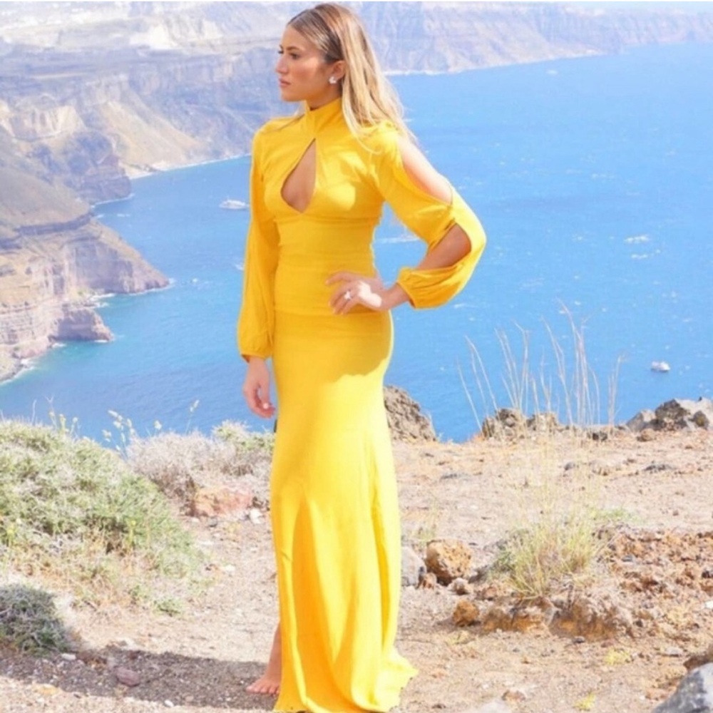 S/W/F Revolve Raline Maxi Dress Mustard Size Medium